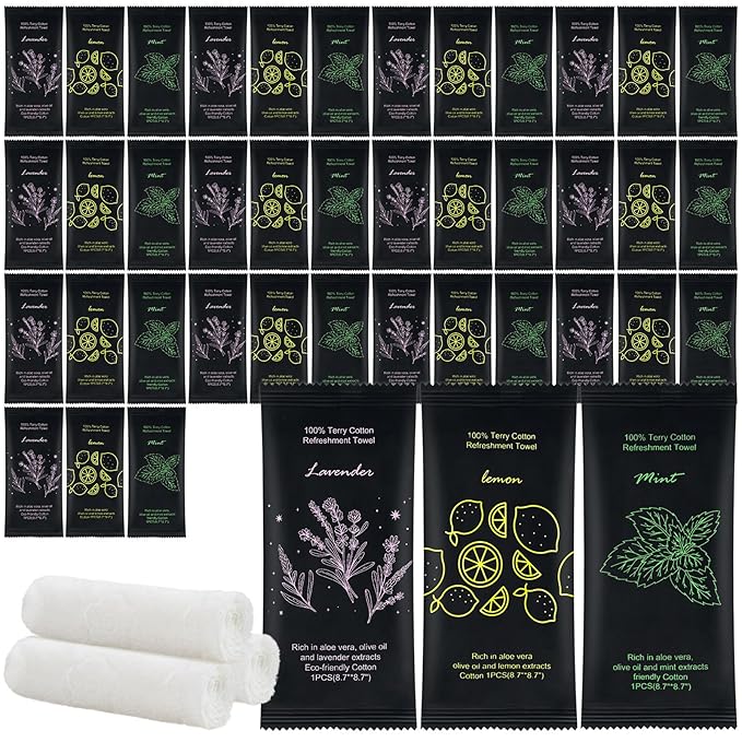 Moist Cotton Towel Bulk Moist Towelettes Individually Wrapped 8.7" x 8.7",White Towel Services,Refreshment Pre Moistened Towels Peach,Rose and Coconut for Sport Party Spa(Pack of 150)