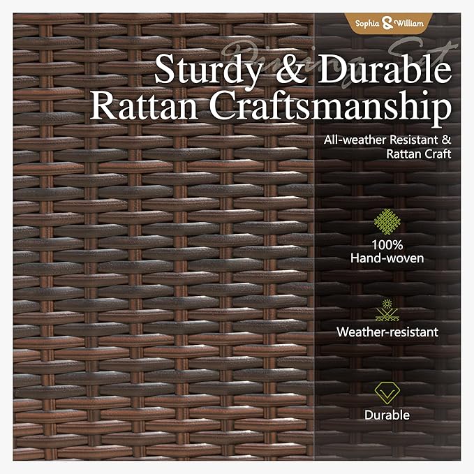 Sophia & William 9 Pieces Patio Dining Set for 8, Outdoor Patio Table and Rattan Chairs Set, 83" L Extra Large Rectangular Table, 1.75" Umbrella Hole, Beige Removable Seat Cushions