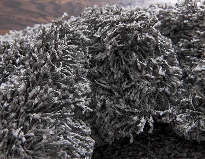 Unique Loom Solid Shag Collection Area Rug (2' x 3' 1" Rectangle, Graphite Gray)