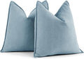 ZWJD Throw Blue Pillow Covers 18x18 Set of 2 Chenille Pillow Covers with Elegant Design Soft and Luxurious Decorative Throw Pillows for Couch, Bed, and Home Decor, Light Blue