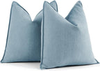 ZWJD Blue Pillow Covers 26x26 Set of 2 Chenille Pillow Covers with Elegant Design Soft and Luxurious Decorative Throw Pillows for Couch, Bed, and Home Decor,Light Blue