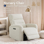 Watson & Whitely Swivel Power Recliner with Adjustable Headrest, Recliner Chairs for Adults, Small Glider Rocker for Living Room, Fabric in Linen