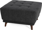 Christopher Knight Home Kinsley Square Ottoman Footstool, Ottoman Chair with Large Seat, Chenille Fabric Upholstery Coffee Table, Modern Side Table for Living Room Bedroom Home Decor, Grey