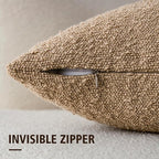 Foindtower Set of 2, Decorative Textured Boucle Throw Pillow Covers Accent Solid Pillow Cases Soft Cozy Couch Cushion Case for Chair Sofa Bedroom Living Room Home Decor 26 x 26 Inch Taupe Khaki Camel