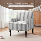 Pia Ricco Stripe Accent Chairs 2 Pack - Modern Nailhead Trim Armchairs with Wood Legs, Comfy Living Room Bedroom Home Office Seating-Gray