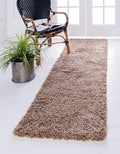 Unique Loom Solid Shag Collection Area Rug (2' 7" x 10' Runner, Sandy Brown)
