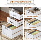 SEDETA Office Desk with 3 Drawers, 55" Executive Computer Desk with Storage Drawers, Farmhouse Desk with Power Outlet for Home Office, White