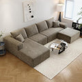 135.4" Cloud Sectional Couch with 1 Ottoman,Modern Modular Sofa with Deep Seat, Comfort U Shaped Sofa Couches for Living Room Bedroom Apartments,No Assembly Required, (Camel,Left Facing Chaise)