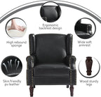 Lumibee Accent Chairs, Faux Leather High Back Armchair Set of 2 or Living Room, Comfy Upholstered Single Sofa Reading Chairs with Solid Wood Legs for Office, Bedroom, Waiting Room-Black