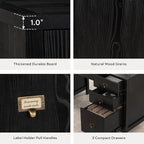 59" Executive Desk with File Drawers Cabinet, Modern Computer Desk with Charging Station, Keyboard Tray, Large Home Office Desk, Farmhouse Wood Desk for Study, Writing, Black