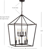 JONATHAN Y JYL7438A Pagoda Lantern Dimmable Adjustable Metal LED Pendant Classic Traditional Farmhouse Dining Room Living Room Kitchen Foyer Bedroom Hallway, 20 in, Oil Rubbed Bronze