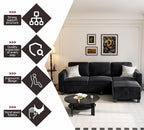 Youmumeub 79''Sectional Couch Couches for Living Room - L-Shaped 4-Seater Deep Sectional Sofa,Removable Covers,Suitable for The Living Room, Apartment or Office-Black