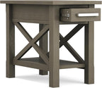 SIMPLIHOME Kitchener SOLID WOOD 14 inch Wide Rectangle Contemporary Narrow Side Table in Farmhouse Grey for the Living Room and Bedroom