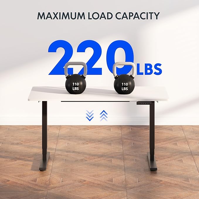 FLEXISPOT E6 3 Stages Dual Motor Electric Standing Desk 55x28 Inch Whole-Piece Board Height Adjustable Electric Sit Stand Desk(Black Frame + White Desktop, 2 Packages)