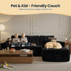 104" Cloud Sectional Couch with Chaise, Boneless L-Shaped Cloud Couch with Deep Seat, Soft Plush Modern Minimalist Sofa, Assembly Free Comfy Sofa for Office Living Room Apartment(Black, Right Chaise)