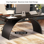 homary 70.9" Industrial Executive Desk, Black Top Desk Modern Home Desk with Arched Design Legs for Study, Office, Home Office