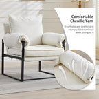 Xifan Modern Comfy Reclining Chair with 6 Angle Adjustable Backrest, Upholstered Accent Chair Fabric Living Room Lounge Chair for Reading Room - Cream, Set of 2