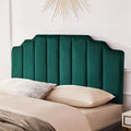 Velvet Upholstered Headboard Queen, Tufted Headboard, Elegantly Curved Queen headboard only,Soft Padded headboards, Modern Vertical Channel Design Head Board, Dark Green