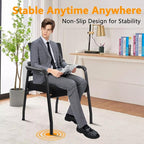 Office Guest Chairs No Wheels | Ergonomic Lumbar Support and Thicked Seats Cushion, Desk Chair with Adjustable Mesh Back for Waiting Room School Church Reception，Black