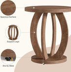Tribesigns End Table, Round Side Table with Storage, Farmhouse Nightstand Bedside with Round Tabletop, Accent End Table for Living Room Bedroom Small Space, Wooden Accent Furniture (2, Brown)