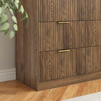 9 Drawer Dresser for Bedroom with Deep Drawers, 63" Wide Wood Dresser, Large Floor Chest of Drawers, Modern Long TV Stand, Mid Century Storage Cabinet Side Table, Natural