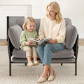 Modern Accent Chair for Living Room, Oversized Reading Chair with Solid Metal Legs, Upholstered Fabric Armchair with Side Pockets and 2 Pillows, Comfy Accent Chairs for Bedroom, Nursery, Khaki