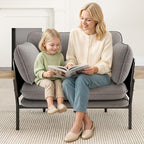Modern Accent Chair for Living Room, Oversized Reading Chair with Solid Metal Legs, Upholstered Fabric Armchair with Side Pockets and 2 Pillows, Comfy Accent Chairs for Bedroom, Nursery, Khaki