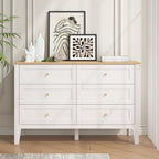 6 Drawers White Dresser for Bedroom, 47" Wide Wood Modern Chest of Drawers, Shaker Style, Modular Dresser TV Stand for Bedroom, Living Room, Hallway (White)