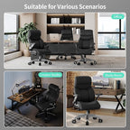 Big and Tall Office Chair with 5D Arms, 600lbs Heavy Duty Desk Chair with Adjustable Lumbar Support, PU Leather High Back Ergonomic Executive Computer Chair with 3'' Silent Casters