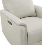 Watson & Whitely Genuine Leather Power Recliner Chairs W Power Headrest for Adults, Swivel Glider Recliner Chair W Charging Ports for Living Room, Light Grey