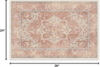 RUGGABLE Washable Area Rug – Kamran Rose Pink 2x3, Stain-Resistant, Non-Slip – Small Machine Washable Rugs for Living Room, Bedroom, Hallway, Entryway & Bathroom–with Cushioned Pad
