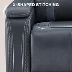 Watson & Whitely Genuine Leather Electric Recliner Chairs for Adults, Lay Flat Recliner with Power Headrest & Chargers for Living Room, Blue