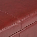 SIMPLIHOME Avalon 48 inch Wide Contemporary Rectangle Storage Ottoman Bench in Red Vegan Faux Leather, Assembled, for the Living Room, Entryway and Family Room