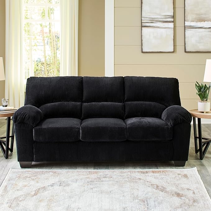 Signature Design by Ashley SimpleJoy Modern Sofa for Living Room, Black