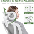 Office Chair Ergonomic Desk Chair - Mesh High Back Office Chair with Headrest Wheels Lumbar Support Home Desk Office Chairs Flip up Armrest Executive Rolling Swivel Task Computer Chair White