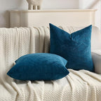 FUTEI Navy Blue Velvet Throw Pillow Covers 20x20 Inch Set of 2,Soft Embossed Leaf-Relief Textured Cushion Cases,Natural Home Decor for Couch Living Room
