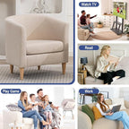 Accent Barrel Chairs Set of 2, Modern Comfy Living Room Chairs with Armrest Small Reading Chair with Cozy Soft Padded for Bedroom Reception Room Cafe, Begie