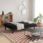 Serta® Damien 66.1" Convertible Futon Sofa, Dreamcoil® Comfort, FingerGuard® Pinch Point Protection, Woven Polyester Fabric, Black