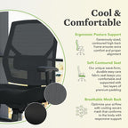 HON Crio High Back Office Chair, Ergonomic Office Chair with Adjustable Arms and Back Support, 360° Swivel, Asynchro-Tilt Recline, Black