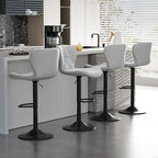 Bar Stools Set of 6,Adjustable Swivel Barstools, Faux Leather Bar Chairs,Upholstered Counter Height with High Backrest for Kitchen Island, Light Grey