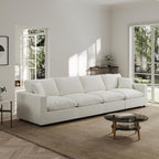 Modern Sectional Linen Couch for Living Room,4 Seat Modular Cloud Sofas,Detachable Couch Cushion Covers,Cozy Feather Down Sofa for Apartment Cream White