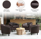 Yaheetech Leather Club Chair, Faux Leather Accent Chair, Modern Living Room Armchair with Wood Legs and Padded Seat for Bedroom Reception Room, Espresso