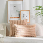 DEELAND Pack of 2,Double-Sided Faux Fur Plush Decorative Throw Pillow Covers Fuzzy Striped Soft Pillowcase Cushion Covers for Sofa Couch Bedroom
