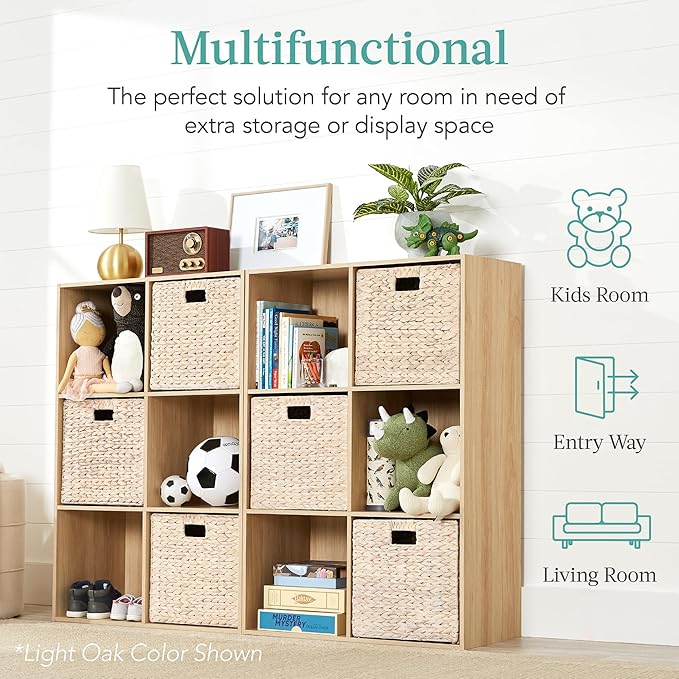 Best Choice Products 6-Cube Storage Organizer, 13.5in Shelf Opening, Bookcase, Display Shelf, Customizable w/ 3 Removable Back Panels – Dark Gray