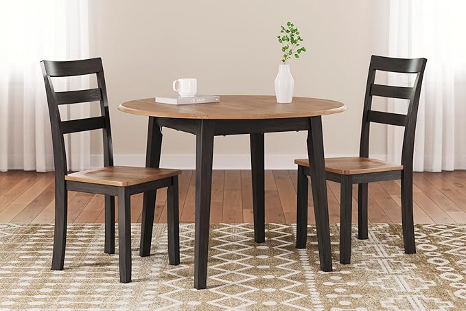 Signature Design by Ashley Gesthaven Contemporary Dining Drop Leaf Table with 4 Legs, Light Brown & Dark Brown