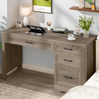 Vabches Farmhouse Executive Desk with Storage and Ample File Drawer, Rustic Large Home Writing Desk for Bedroom, Grey