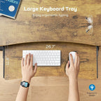 HUANUO 48" x 26" Electric Standing Desk with 2 Drawers & 26.7" Large Keyboard Tray, C-Clamp Mount Compatible, Adjustable Computer Desk for Home Office, Stand Up Desk with 4 Height Presets, Vintage