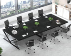 FOLUBAN 70.9" Black Computer Desk, Modern Home Office Desk, Large Gaming Workstation Executive Desk with Z-Shaped Legs, 2 Person Large Study Writing Table for Bedroom