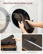 VASAGLE CUSTOS Collection - Shoe Bench, Storage Bench with Padded Seat, Entryway Bench with 15 Compartments, for Bedroom, 11.8 x 41.3 x 18.9 Inches, Rustic Brown and Chestnut Brown ULHS15BX