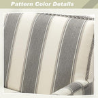 HULALA HOME Modern Accent Chairs Set of 2, Farmhouse High Back Striped Chairs with Wooden Legs & Nail Head Trim, Comfy Upholstered Armchairs for Living Room/Bedroom (Stripe Grey)
